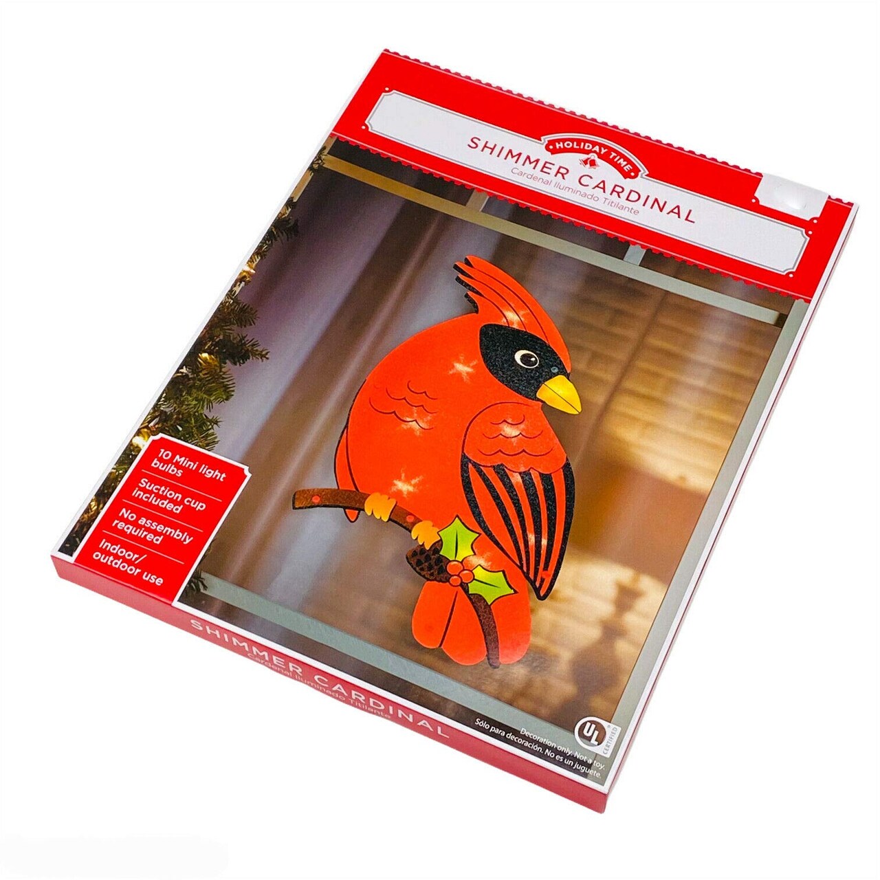 Shimmer Holiday Time Christmas Cardinal Lighted 16" Hanging Decoration Indoor Outdoor Window Silhouette